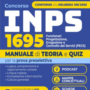 Concorso INPS 2026 1695 Funzionari Progettazione, erogazione e controllo dei servizi (PECS) Manuale di teoria e quiz per la prova preselettiva